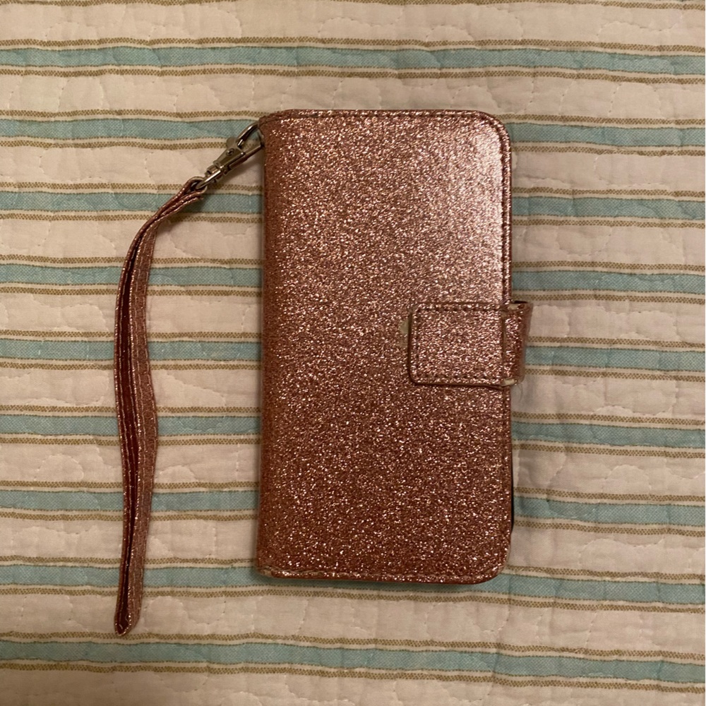 Sparkly pink Android K20 V phone case with card holders